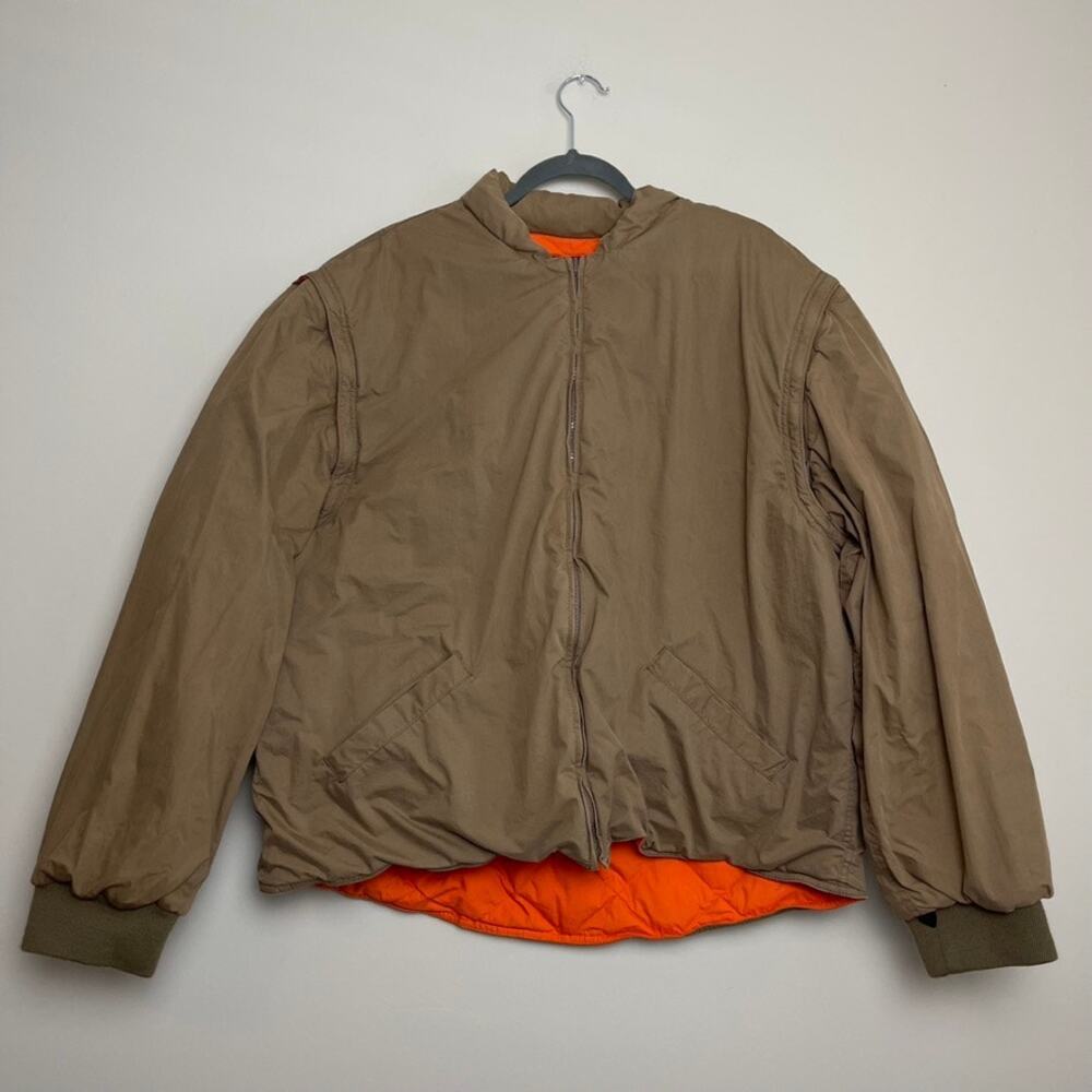 J Crew Brown Khaki Convertable Down Removable Sleeves Puffer Jacket‎ Mens Sz XL